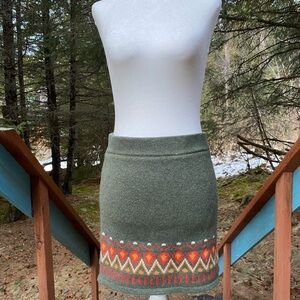 Olive Green Patterned Wool Pencil Skirt Skhoop